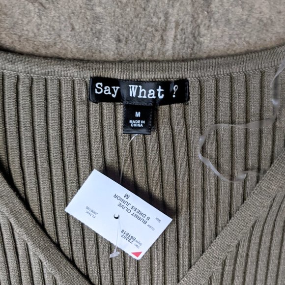 COPY - Olive Green Rib Knit Bodycon Button Down Dress Women's Size Small - Picture 4 of 8